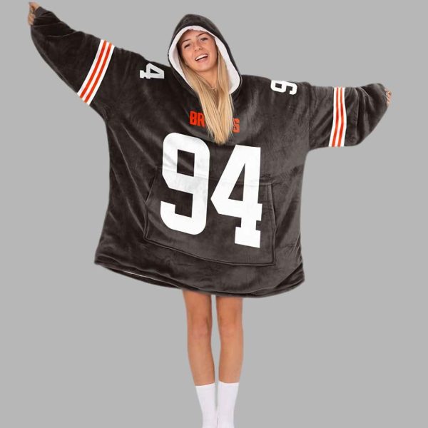 Mason Graham 94 Cleveland Football Unisex Blanket Hoodie 3