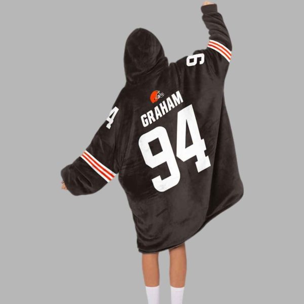 Mason Graham 94 Cleveland Football Unisex Blanket Hoodie 4