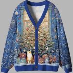 Meowy Christmas Wonderland Ugly Cardigan Sweater