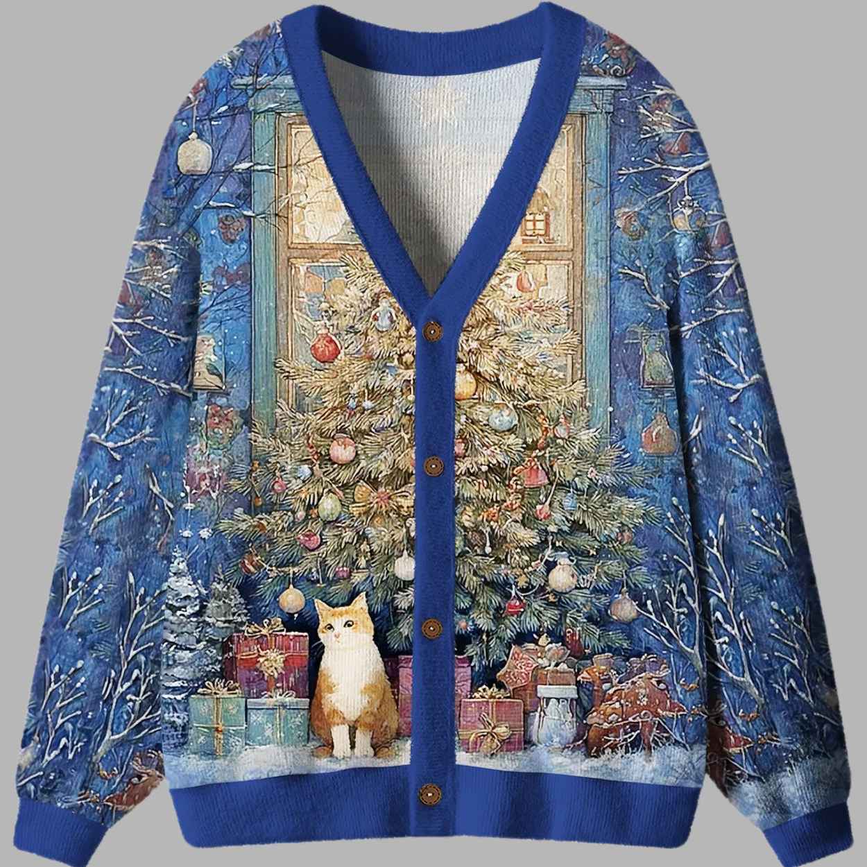 Meowy Christmas Wonderland Ugly Cardigan Sweater 1 Meowy Christmas Wonderland Ugly Cardigan Sweater 2