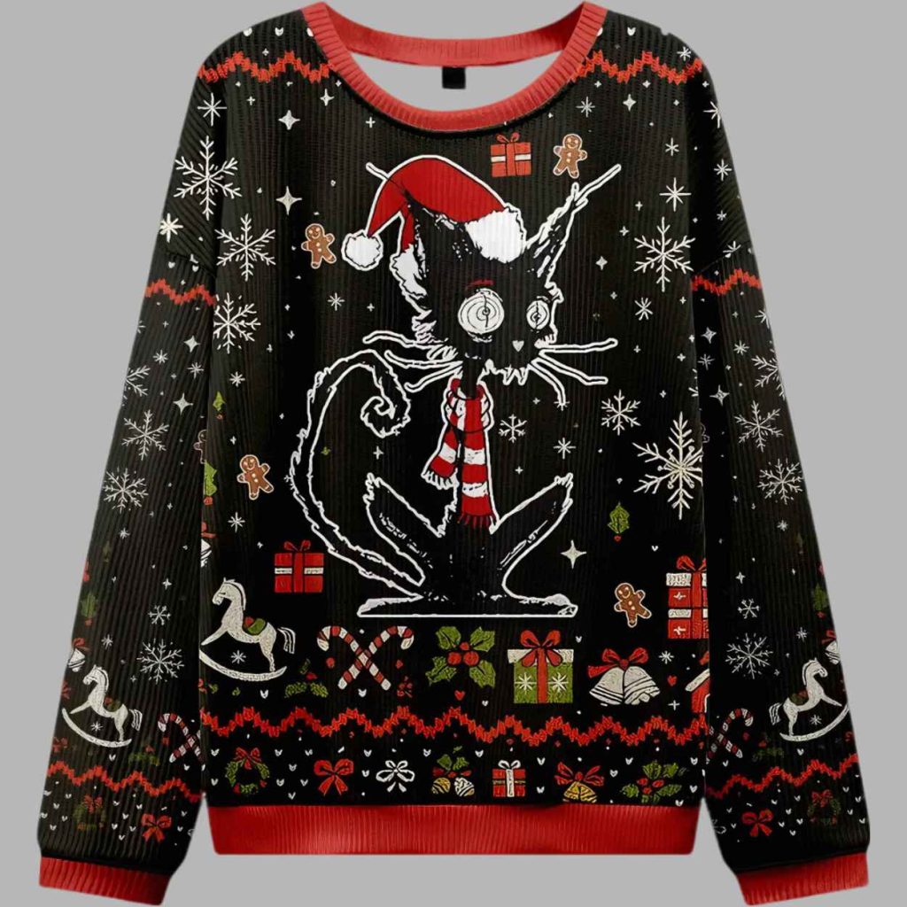 Messy Cat Ugly Christmas Sweater 2