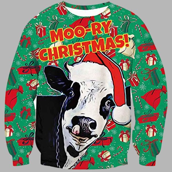 Moo ry Christmas Ugly Sweater 1