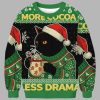 More Cocoa Less Drama Cat Meme Christmas Ugly Sweater 1