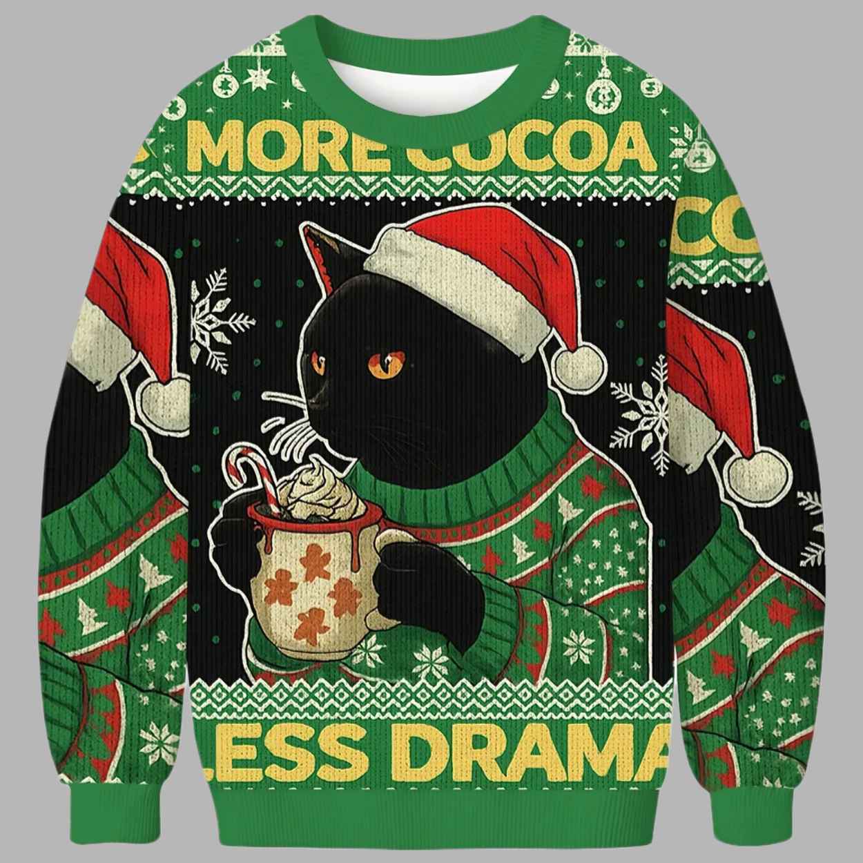 More Cocoa Less Drama Cat Meme Christmas Ugly Sweater 2 More Cocoa Less Drama Cat Meme Christmas Ugly Sweater 2