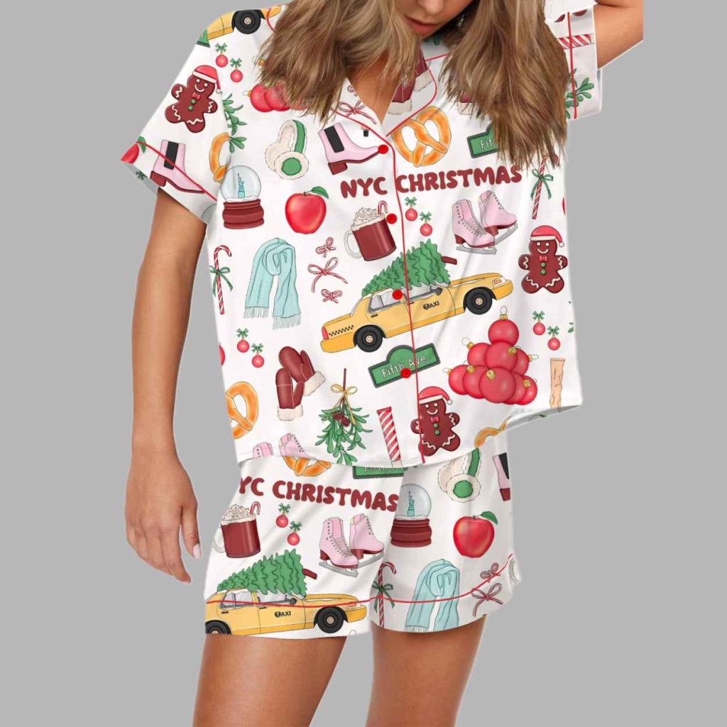 NYC Christmas Silky Satin Pajama Set 5 NYC Christmas Silky Satin Pajama Set 5
