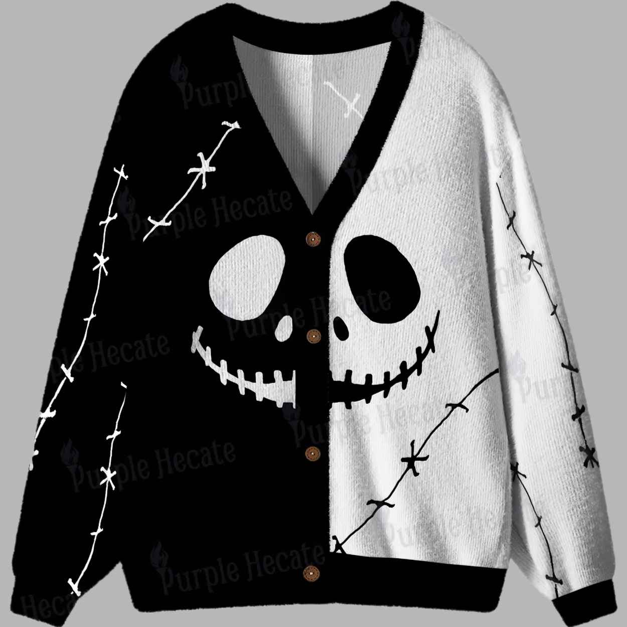 Nightmare Skeleton King Ugly Cardigan Sweater 1 Nightmare Skeleton King Ugly Cardigan Sweater 2