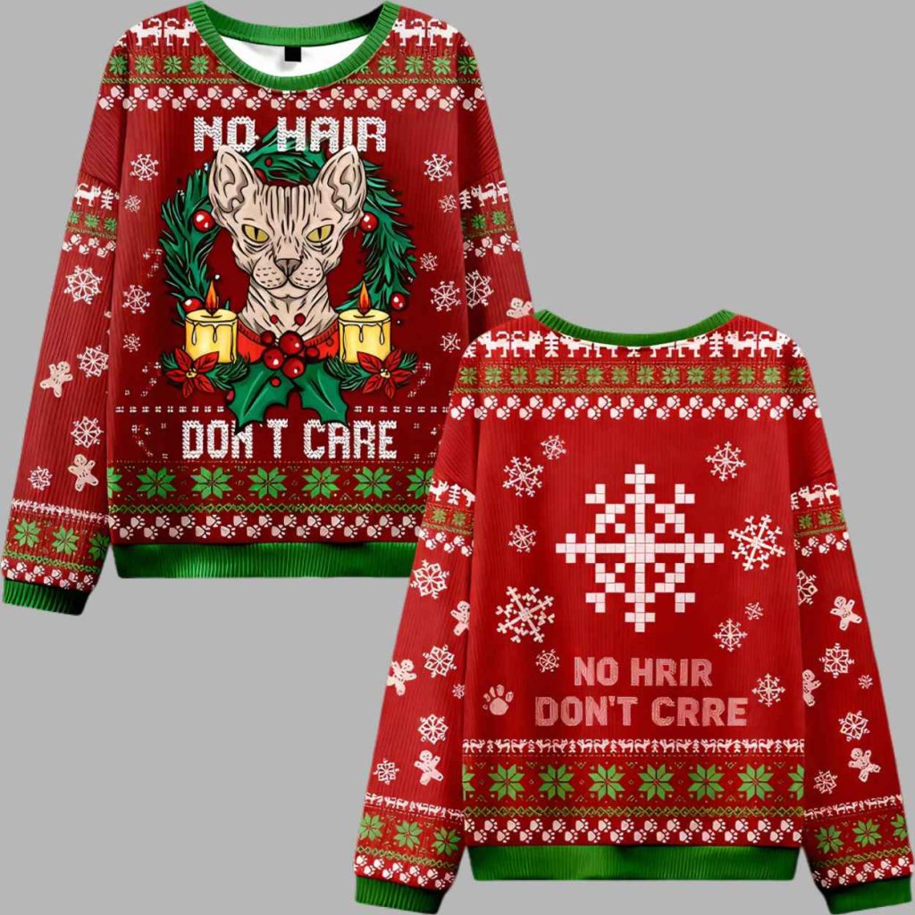 No Hair Dont Care Ugly Sweater 3 No Hair Dont Care Ugly Sweater 3