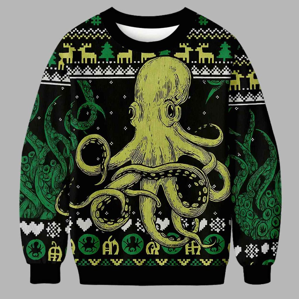 Octopus Kraken Cthulhu Ugly Christmas Sweater 3