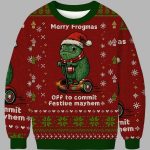 Off to Commit Frogmas Mayhem Ugly Christmas Sweater