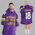 On Sundays We Wear Purple 18 Minnesota Football Unisex Blanket Hoodie