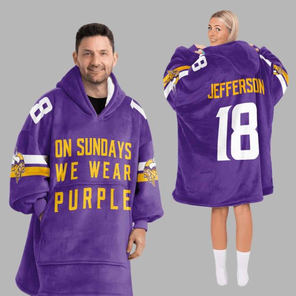 On Sundays We Wear Purple 18 Minnesota Football Unisex Blanket Hoodie 2
