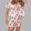 Pink Christmas Santa Silky Satin Pajama Set 5