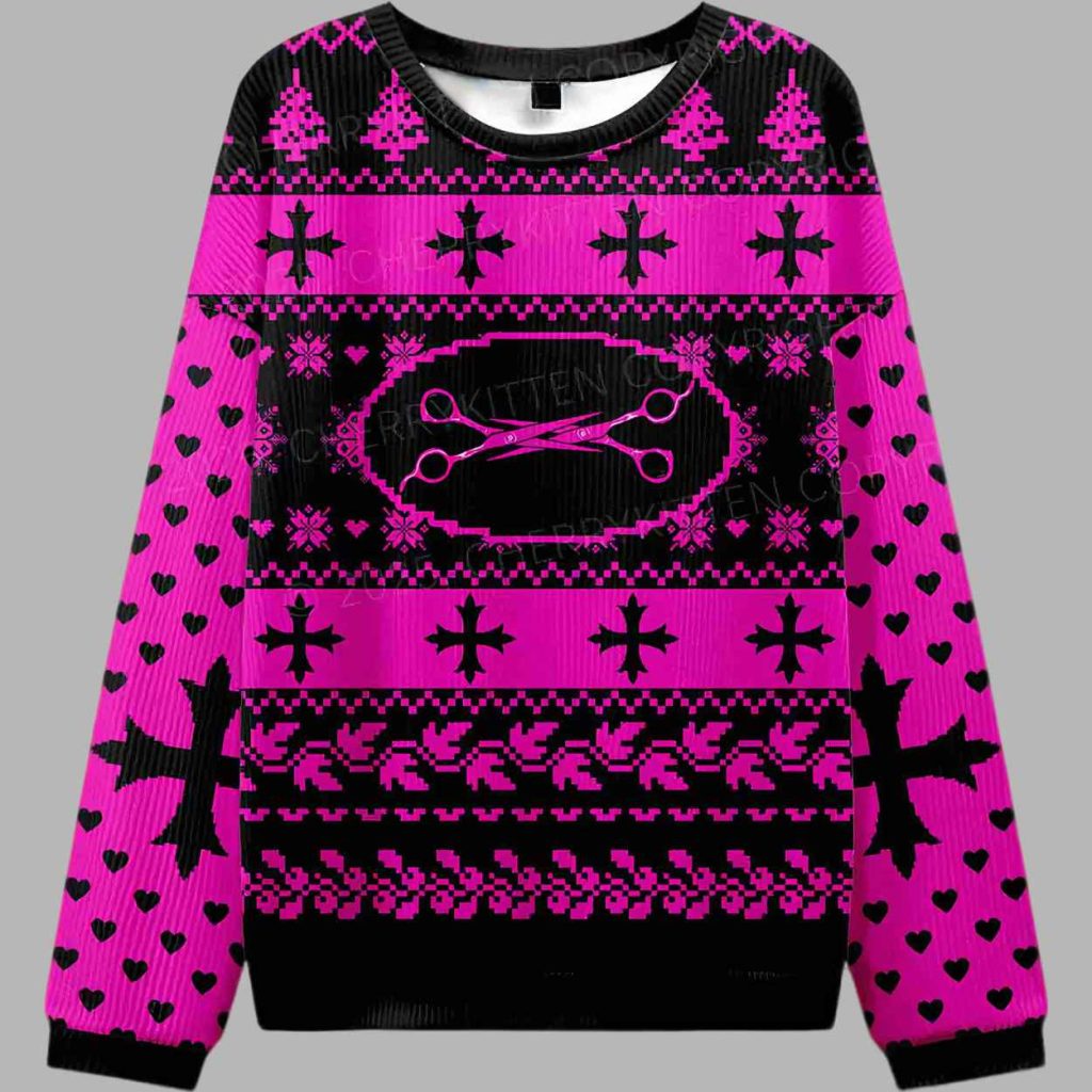 Pink Scissor Pride Ugly Christmas Sweater 3