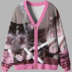 Pink Smoking Rats Cardigan Sweater