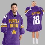 Purple Reign 18 Minnesota Football Unisex Blanket Hoodie