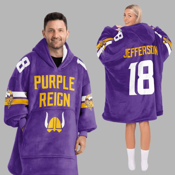 Purple Reign 18 Minnesota Football Unisex Blanket Hoodie 2