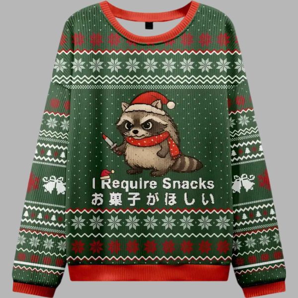 Raccoons Need Snacks Funny Ugly Christmas Sweater 3