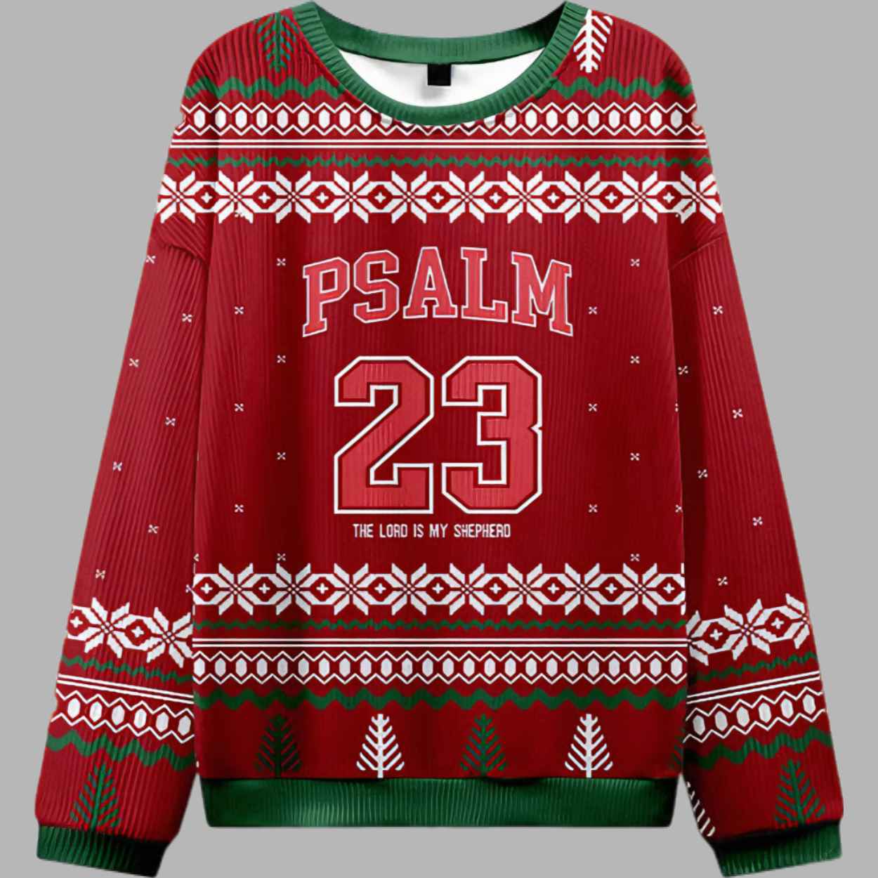 Red Psalm 23 Christian Ugly Christmas Sweater 1 Red Psalm 23 Christian Ugly Christmas Sweater 2