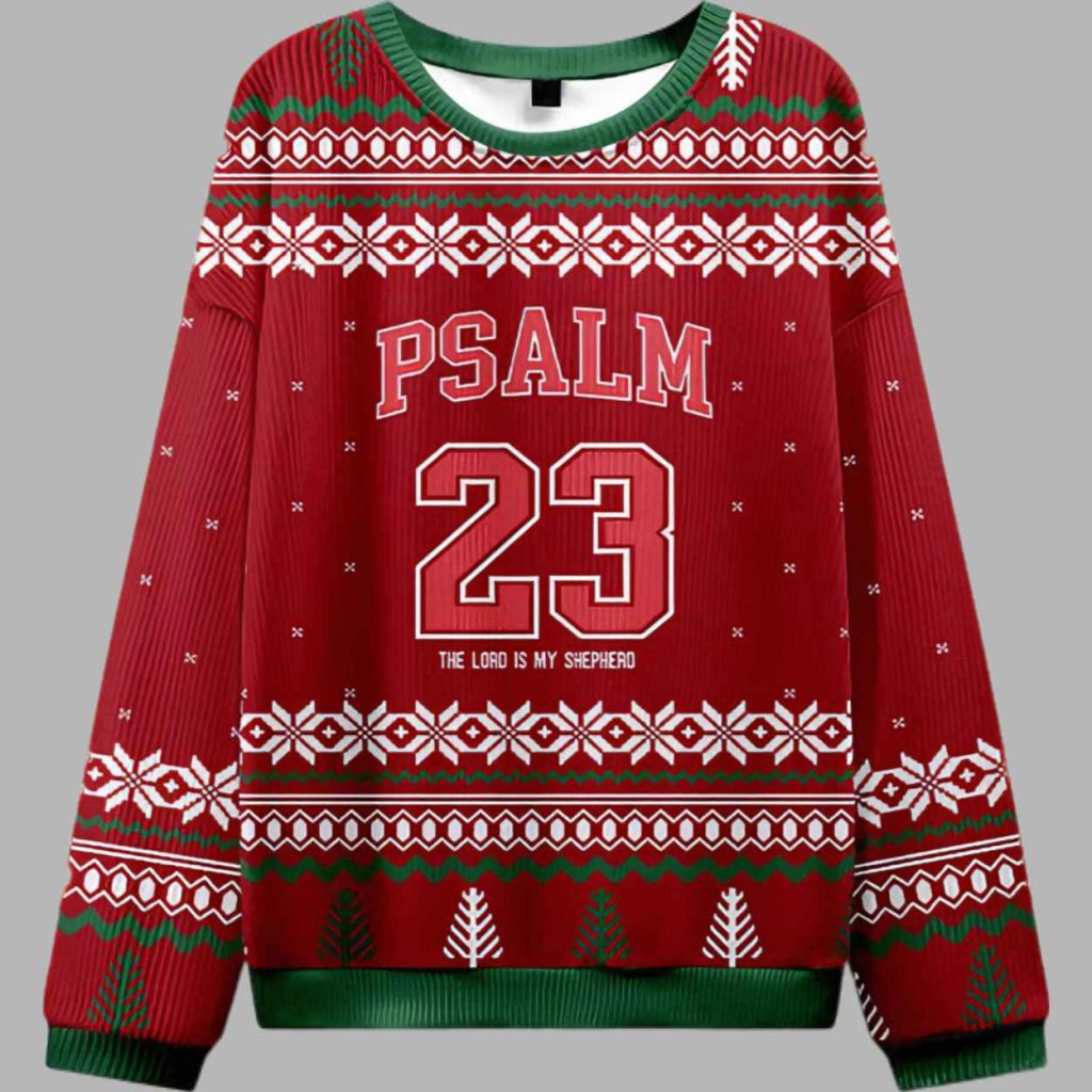 Red Psalm 23 Christian Ugly Christmas Sweater 3 Red Psalm 23 Christian Ugly Christmas Sweater 3