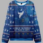 Retro Zen Cat Living the Present Ugly Christmas Sweater