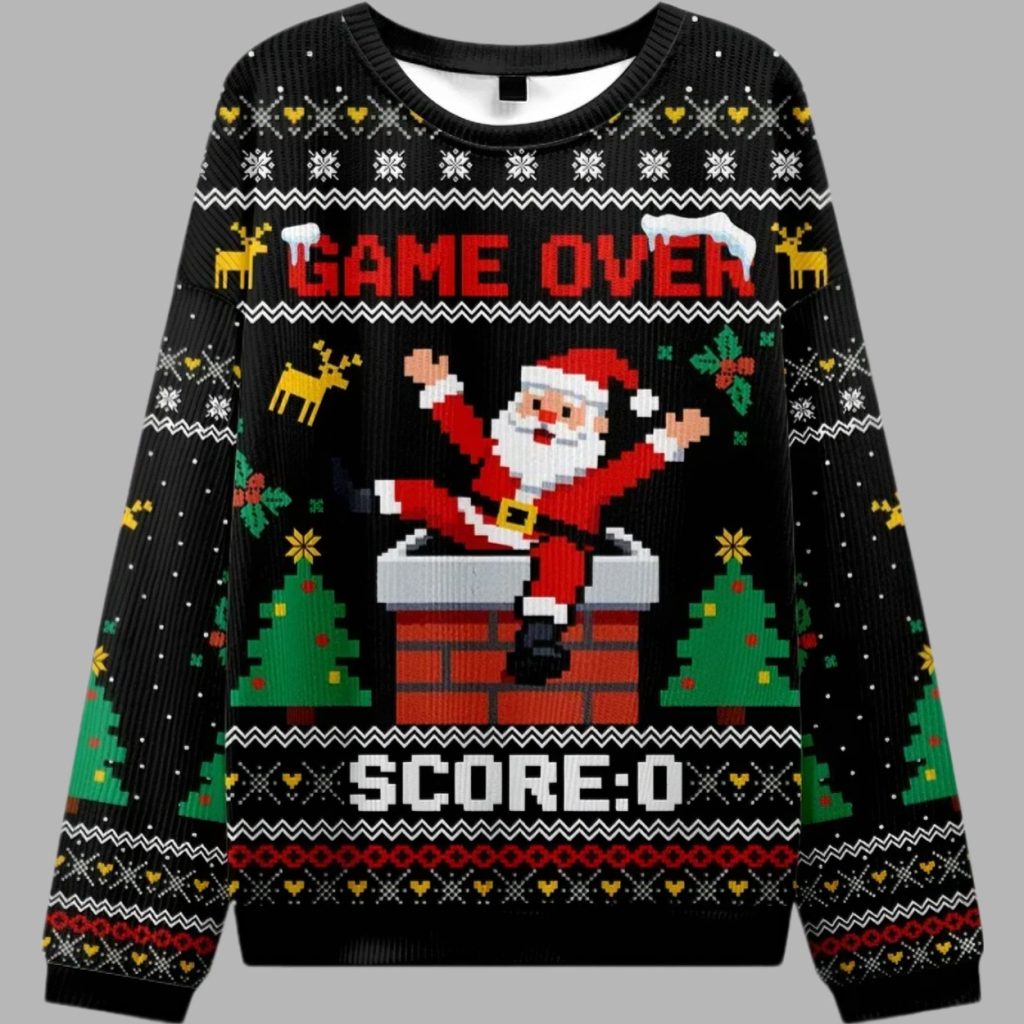 Santa Claus Fell Into The Chimney Christmas Ugly Sweater 3 Santa Claus Fell Into The Chimney Christmas Ugly Sweater 3