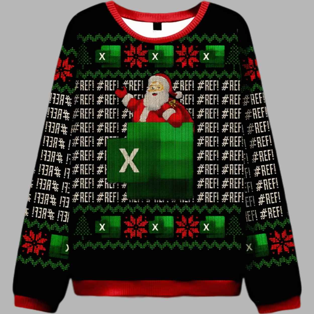 Santa With Excel In Ugly Christmas Sweater 1 Santa With Excel In Ugly Christmas Sweater 1