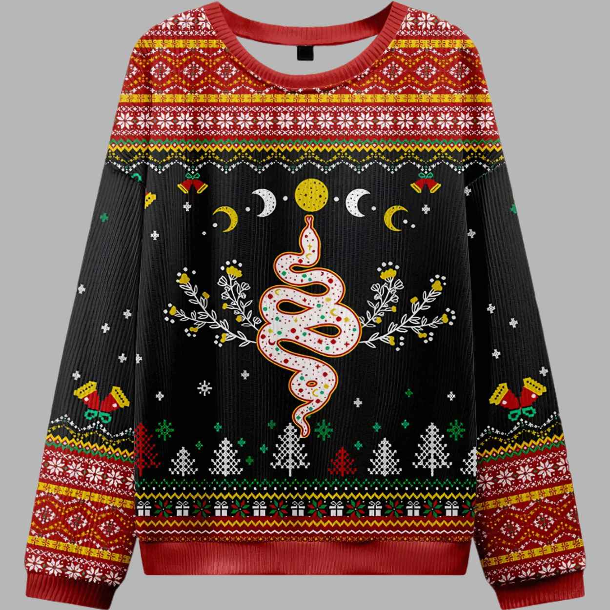 Snake And Moon Phase Ugly Christmas Sweater 2 Snake And Moon Phase Ugly Christmas Sweater 2