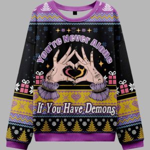 Youre Never Alone If You Have Demons Ugly Christmas Sweater 2