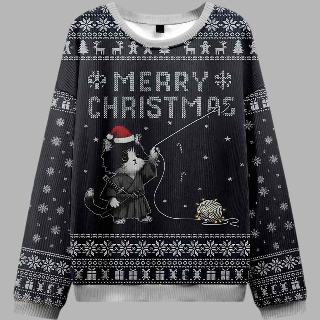 The Cats Christmas String Pull Ugly Christmas Sweater 3