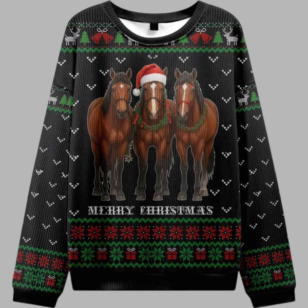 The Christmas Horse Is Looking At You Ugly Christmas Sweater 2