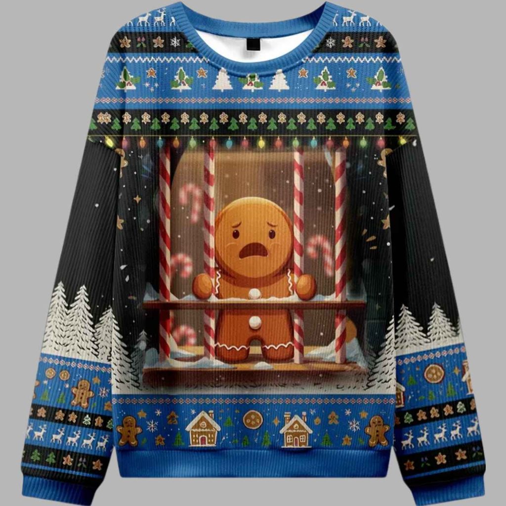 The Gingerbread Man Is Watching You In Prison Christmas Ugly Sweater 3 The Gingerbread Man Is Watching You In Prison Christmas Ugly Sweater 3