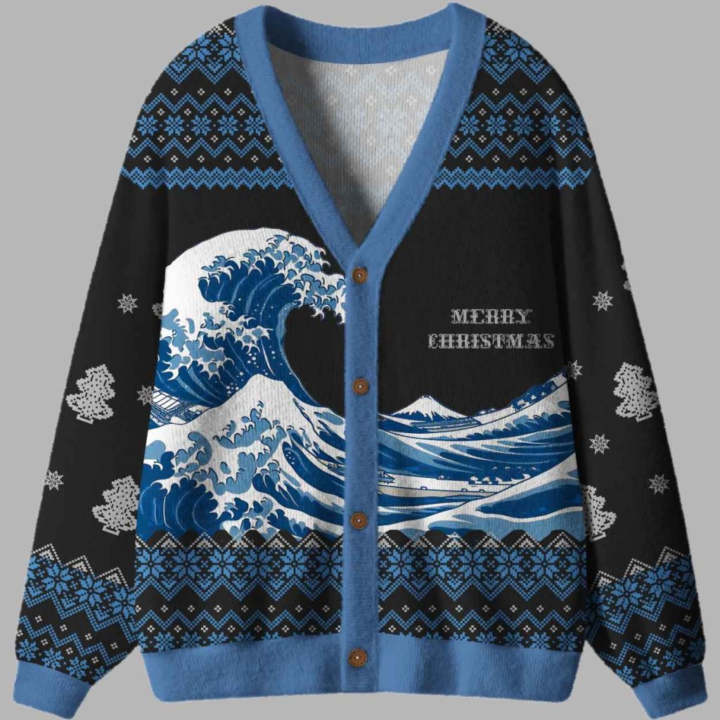 The Joyful Holiday Wave Ugly Cardigan Sweater 3 The Joyful Holiday Wave Ugly Cardigan Sweater 3