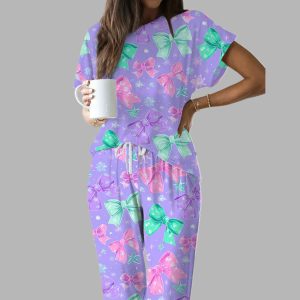 Christmas Bows Casual Pajama Set 1
