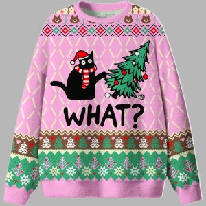 What Tree Cat Ugly Christmas Sweater 1