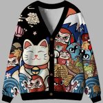 Traditional Japanese Elements Ugly Cardigan Sweater