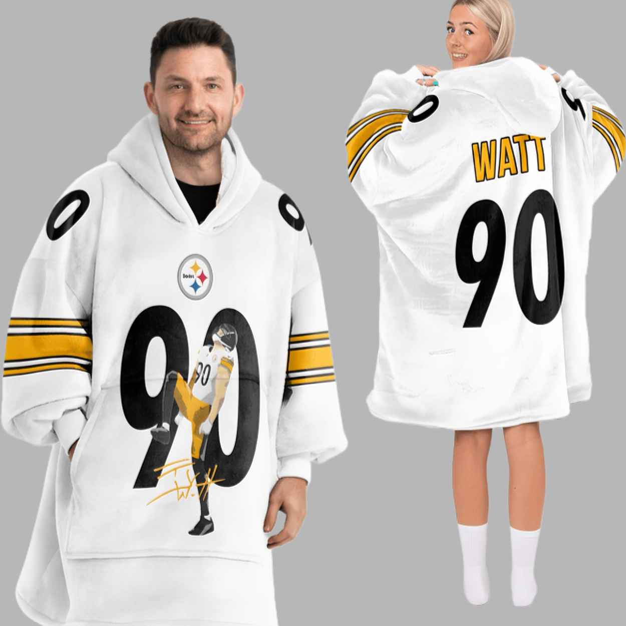 Trent Jordan Watt 90 Pittsburgh Football Unisex Blanket Hoodie 1 Trent Jordan Watt 90 Pittsburgh Football Unisex Blanket Hoodie 2