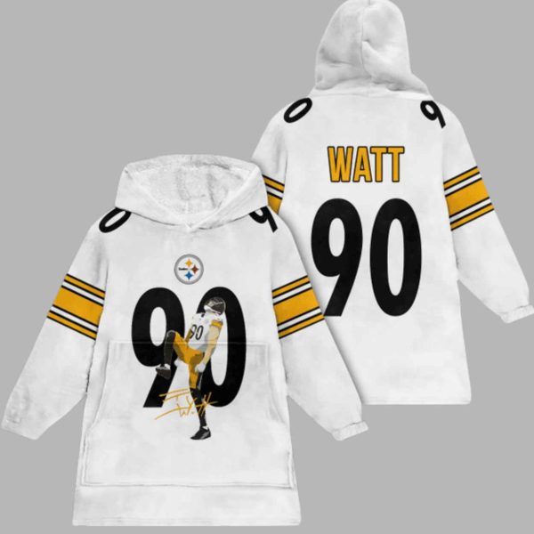 Trent Jordan Watt 90 Pittsburgh Football Unisex Blanket Hoodie 3