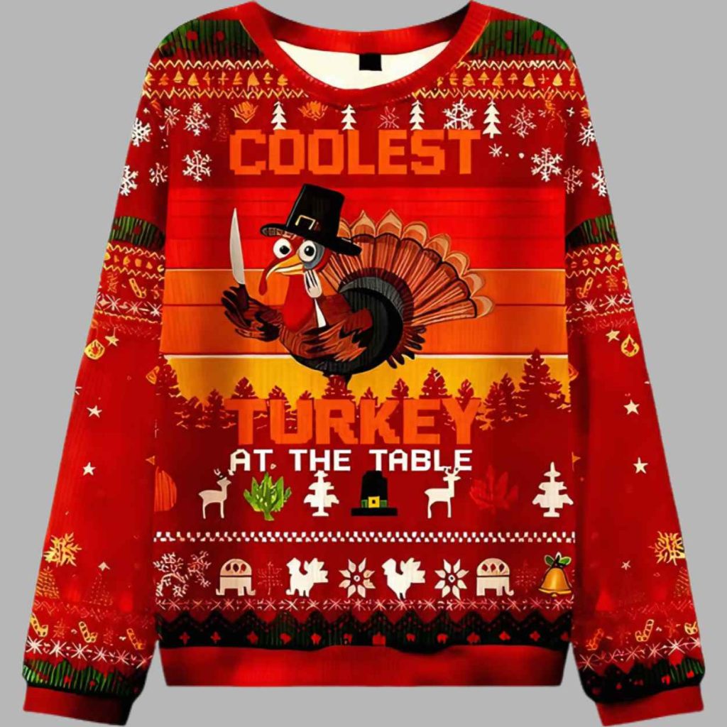Turkey At The Table Ugly Christmas Sweater 3 Turkey At The Table Ugly Christmas Sweater 3