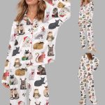 Twelve Cats Of Christmas Silky Satin Pajama Set