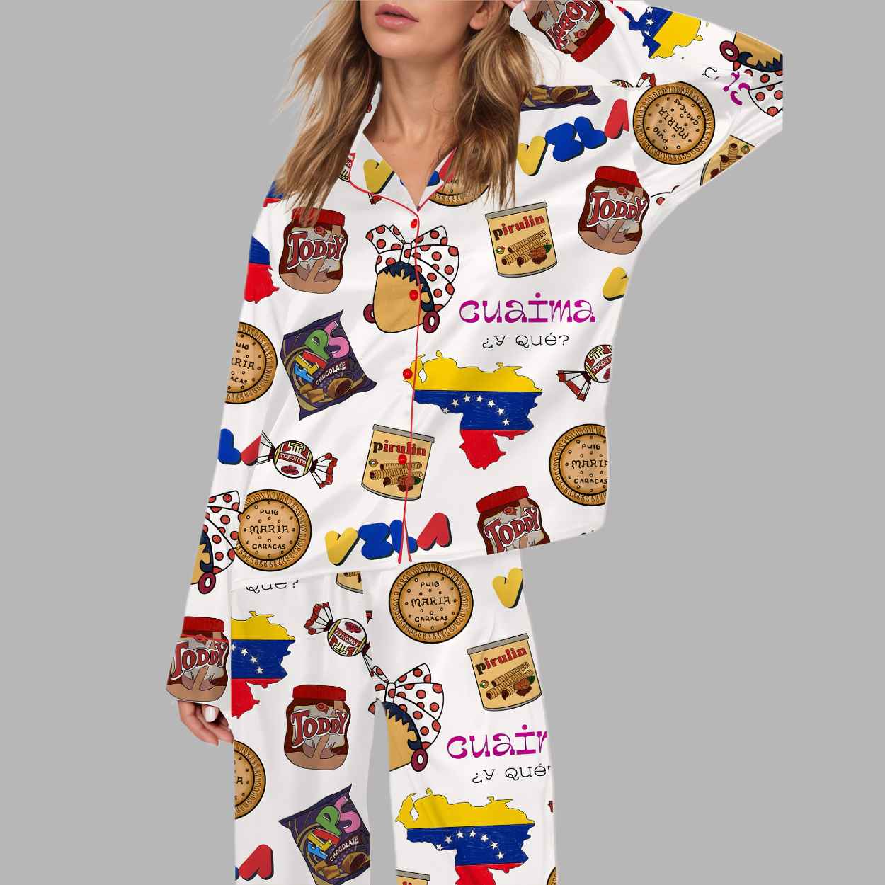 Very Venezuela Silky Satin Pajama Set 1 Very Venezuela Silky Satin Pajama Set 5