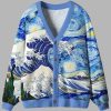 Waves Under The Starry Night Ugly Cardigan Sweater 4 Waves Under The Starry Night Ugly Cardigan Sweater 2