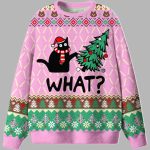 What Tree Cat Ugly Christmas Sweater