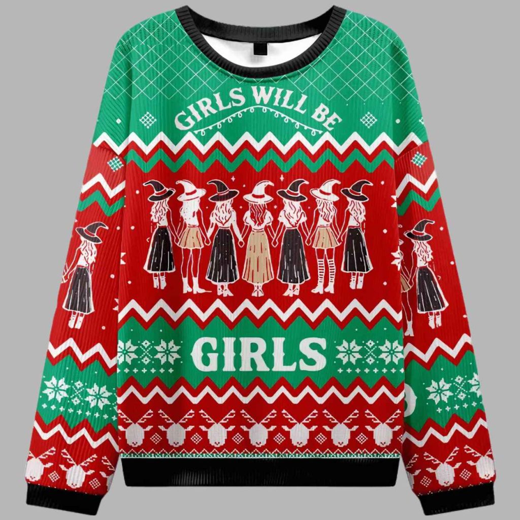 Witch Girls Will Be Girls Witch Ugly Christmas Sweater 2 Witch Girls Will Be Girls Witch Ugly Christmas Sweater 2