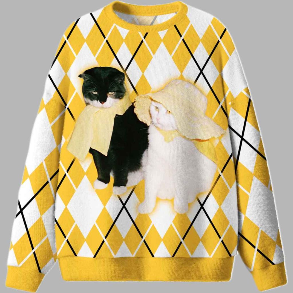 Yellow Cats Friend Ugly Christmas Sweater 2