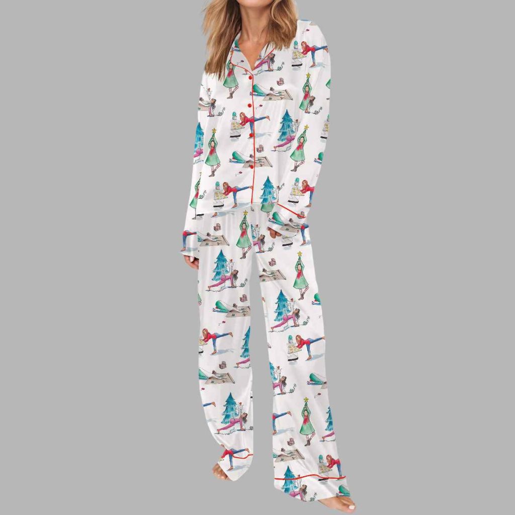 Yoga Christmas Silky Satin Pajama Set 2