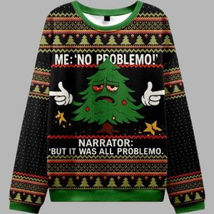 Funny Christmas Tree Me No Problemo Ugly Christmas Sweater 2