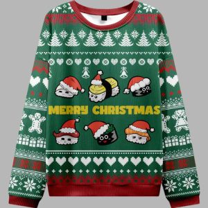 Cute Sushi Cat Ugly Christmas Sweater 1