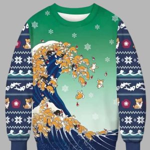 Ukiyo e Shiba Inu Ugly Christmas Sweater 2
