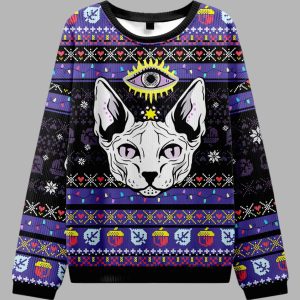 Mystical Cat Ugly Christmas Sweater 1