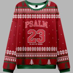 Red Psalm 23 Christian Ugly Christmas Sweater 2